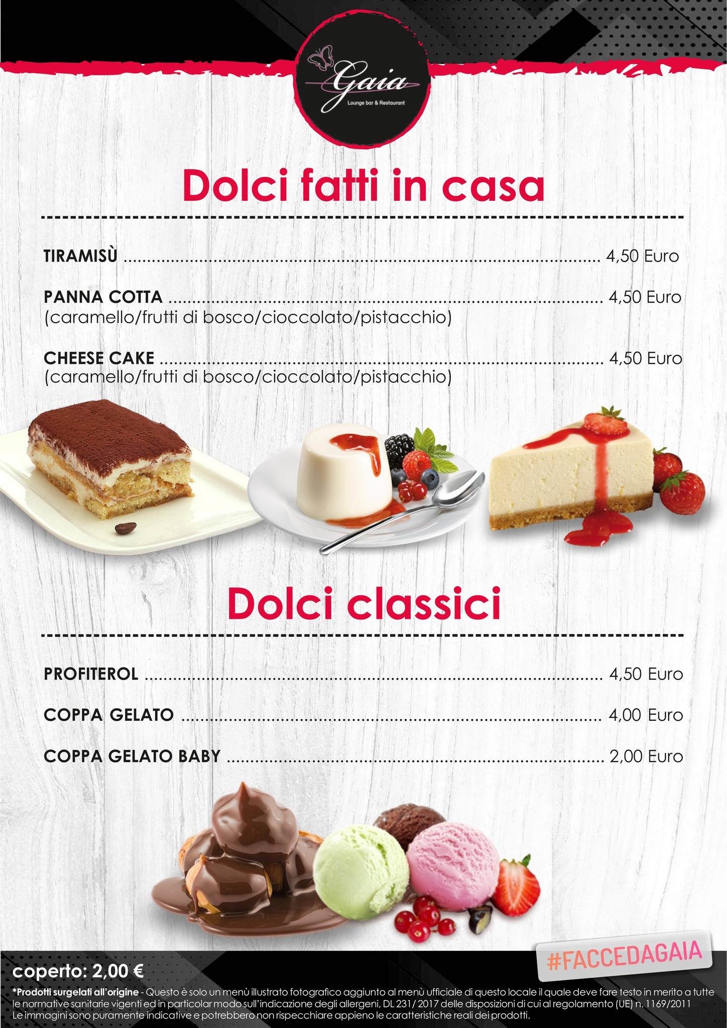Menu di Gaia lounge bar & restaurant 