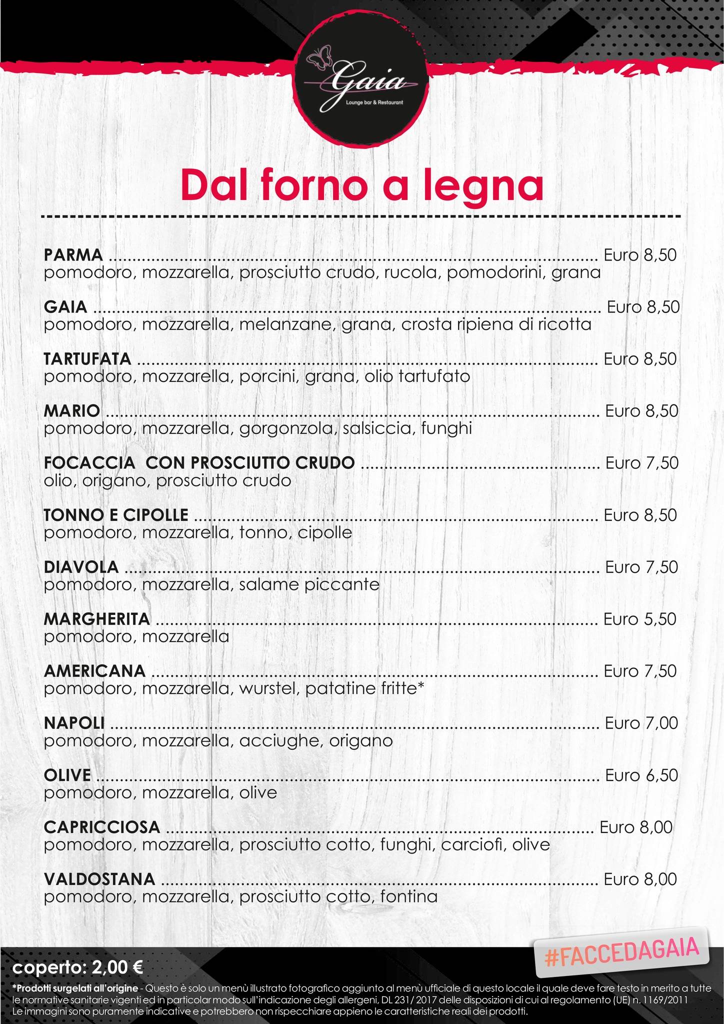 Menu di Gaia lounge bar & restaurant 