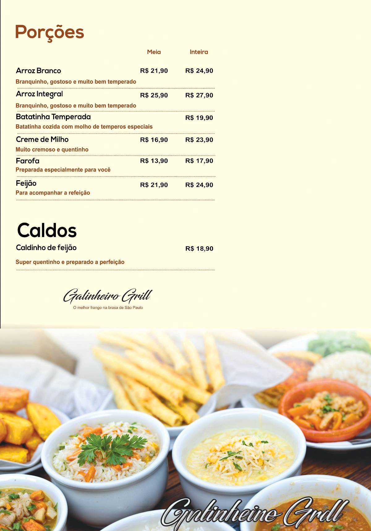Galinheiro Grill cardápio
