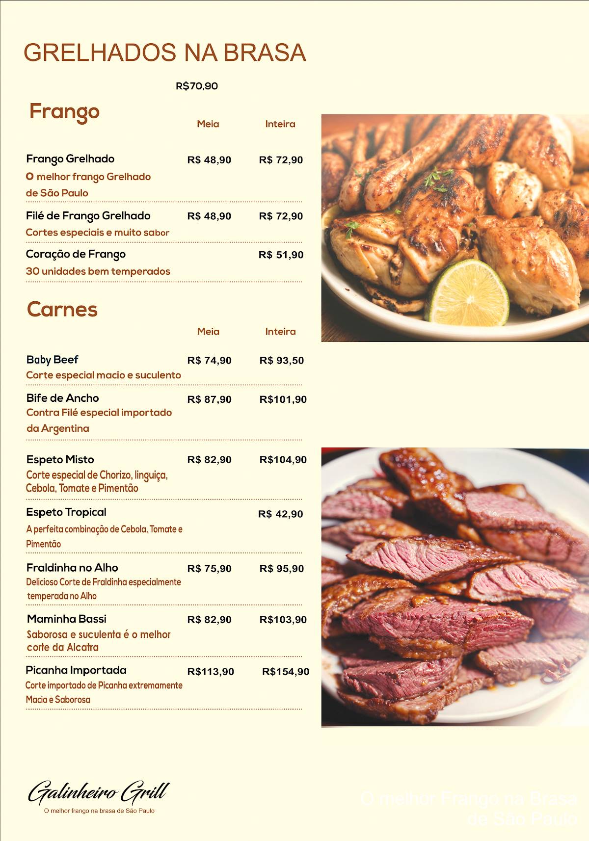 Galinheiro Grill cardápio