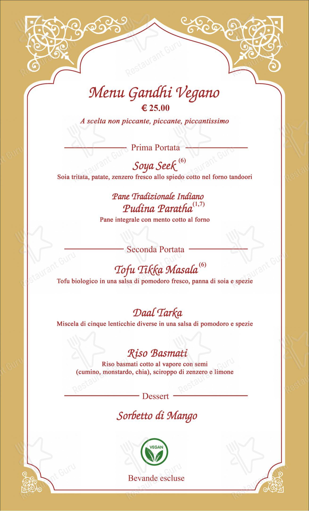 Gandhi Ristorante Indiano TORINO in Torino - Menu