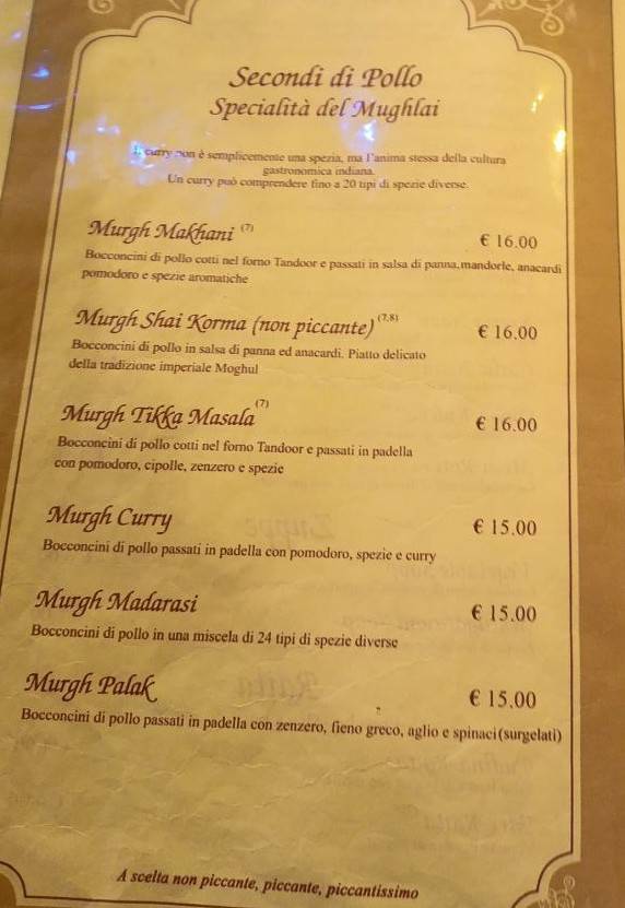 Menu di Gandhi Ristorante Indiano TORINO 