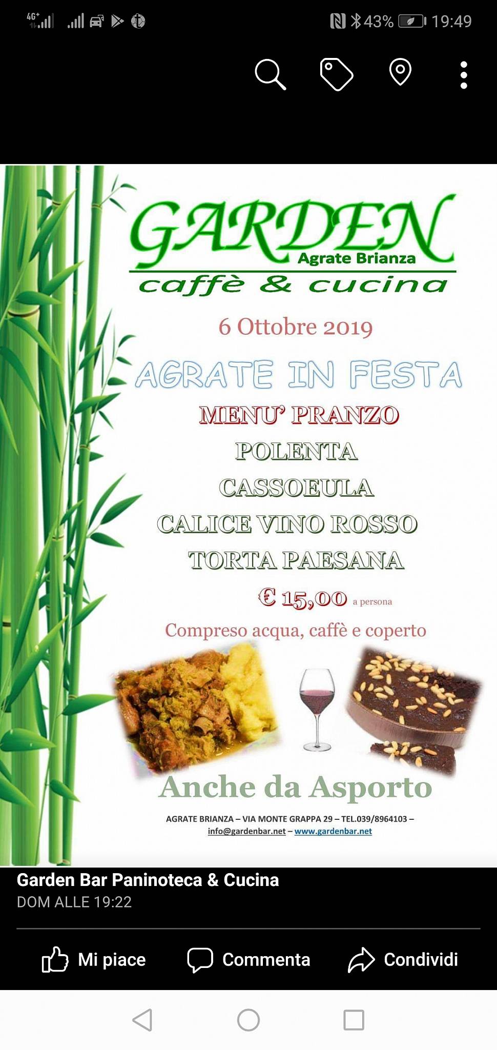 Menu di Garden Caffè & Cucina 