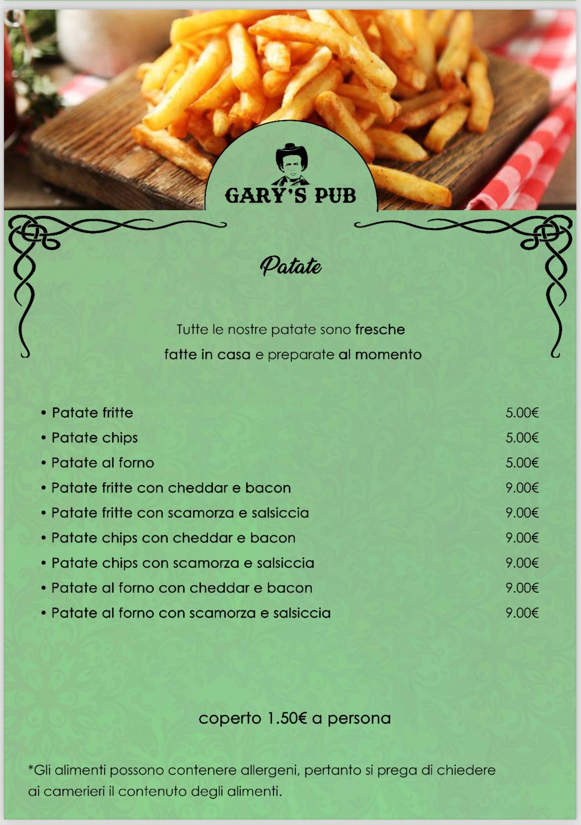 Menu di Gary’s Pub Braceria 