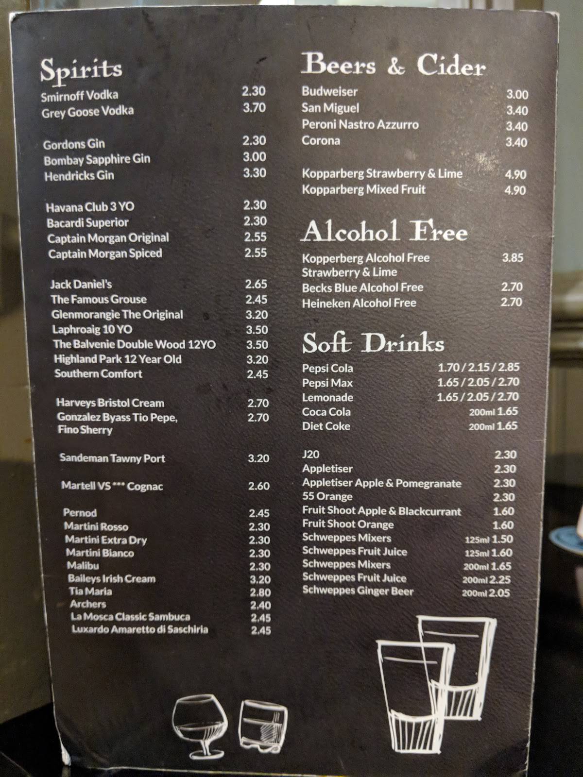 Menu at The Engine Room pub & bar, Gateshead