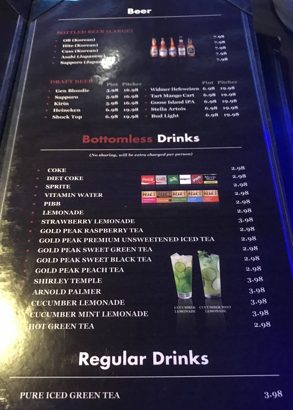 Menu at Gen Korean BBQ House, Torrance, Crenshaw Blvd