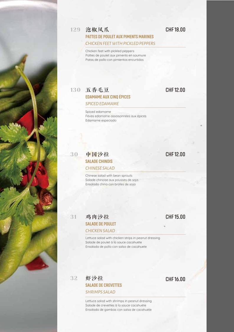 Menu di Mont Blanc 7 - Restaurant Chinois 