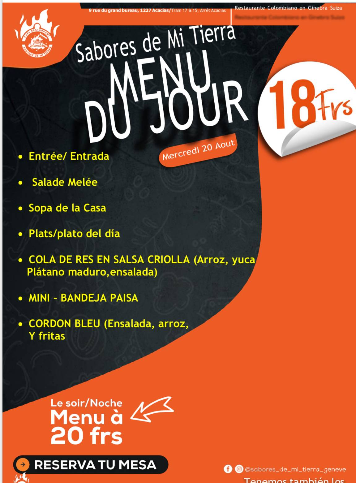 Menu di Sabores De Mi Tierra 
