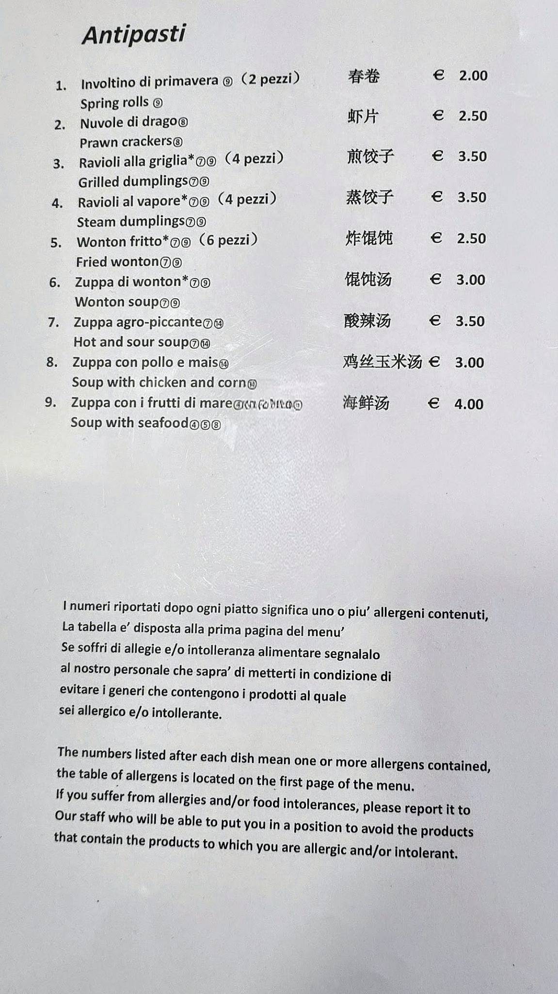 Menu di Mr.Chen Genova 