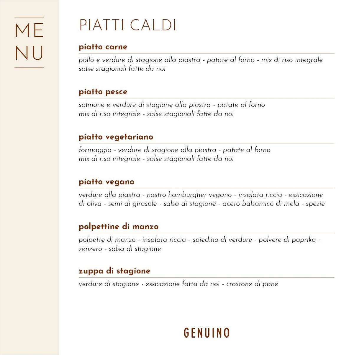 Menu di Genuino 