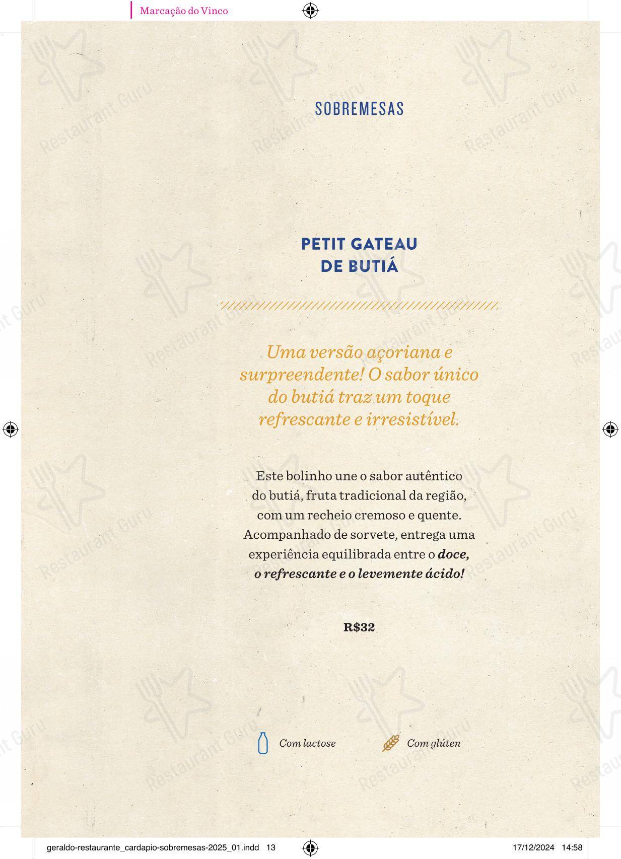 Menu para Geraldo Restaurante em Laguna