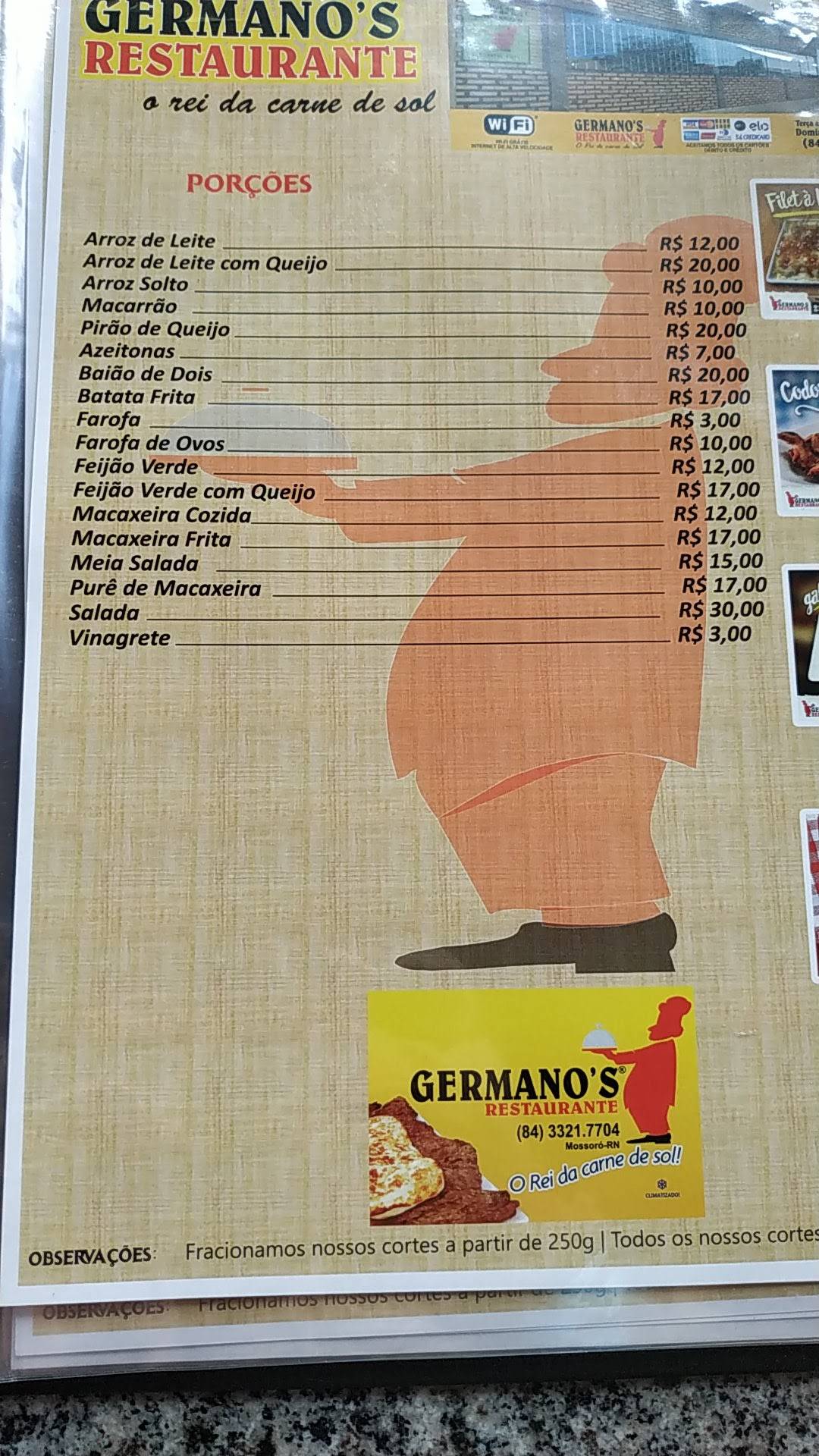 Menu em Germano's Restaurante, Mossoró, Rua Rodrigues Alves
