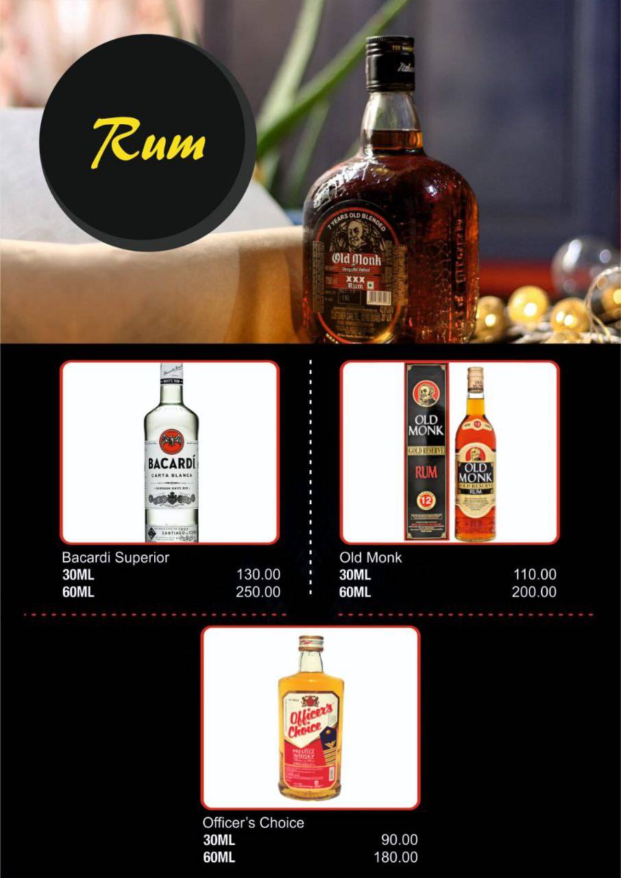 Ghalib Bar menu