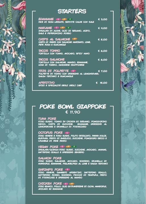 Menu di Giappoke Chiaia 