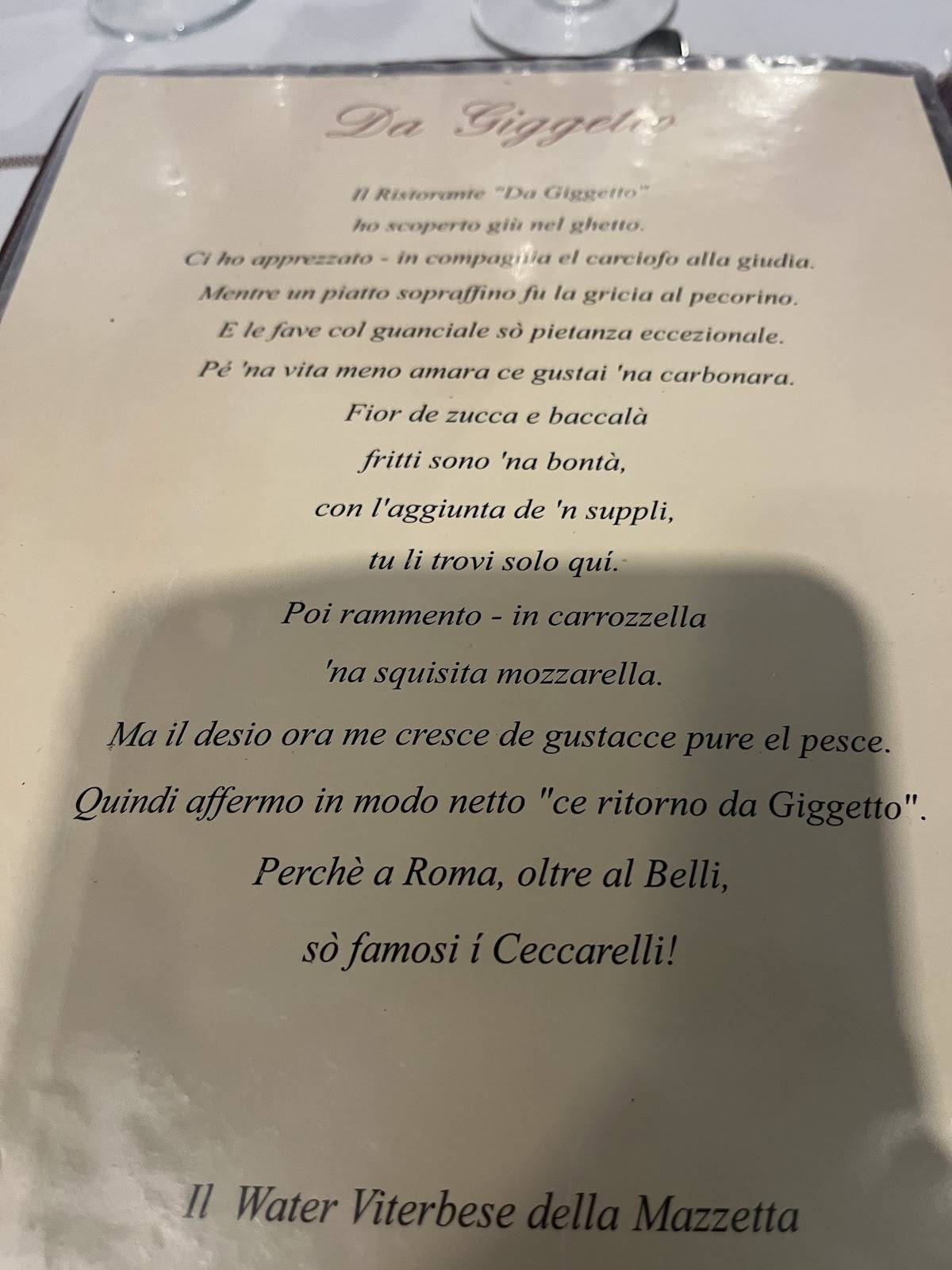 Menu di Giggetto 