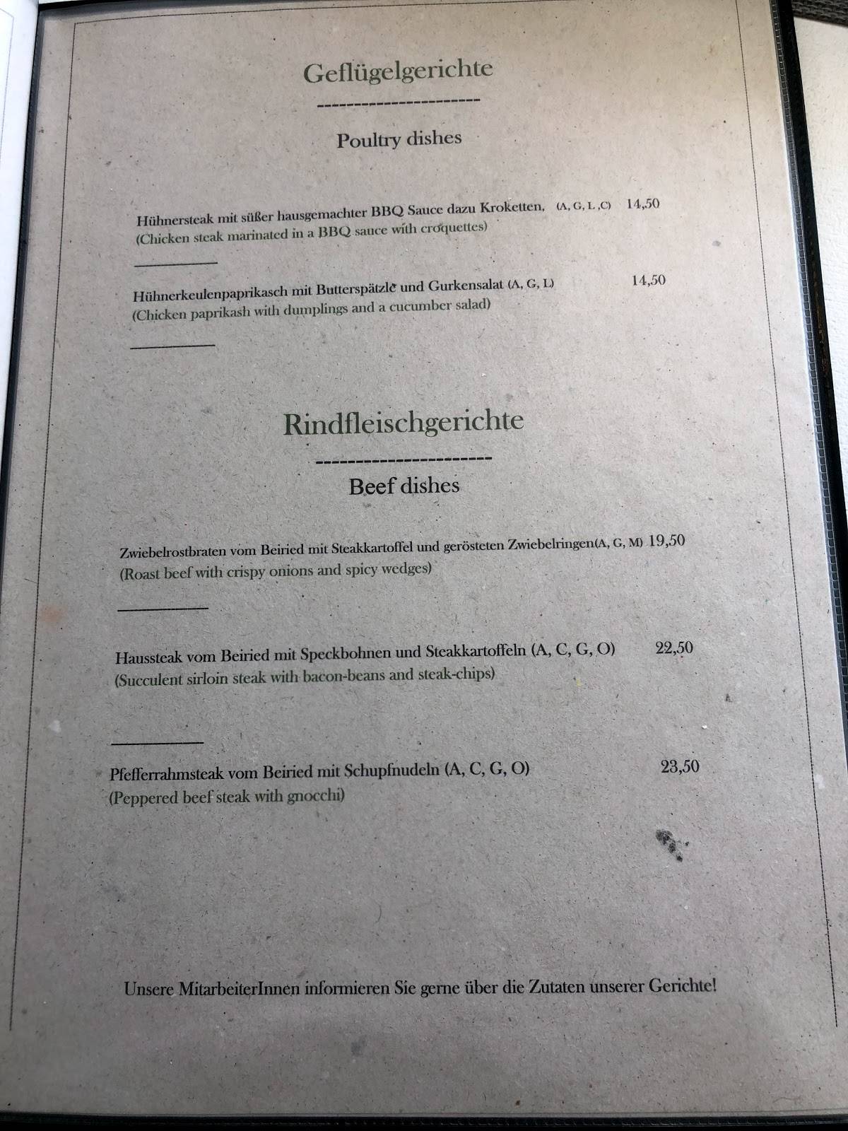 Speisekarte von Gimsenwirt restaurant, Sankt Gilgen, Segenwald 1