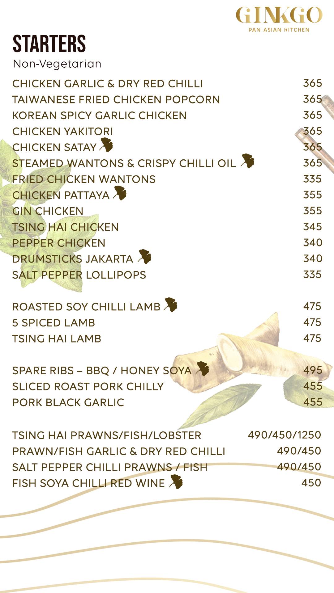 Ginkgo - Pan Asian Kitchen menu