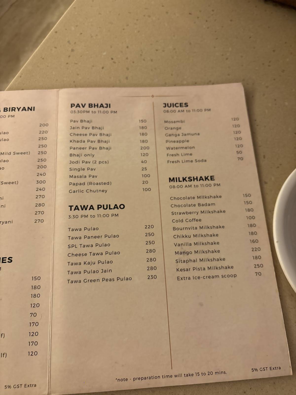 Giridhar Veg Restaurant Baner menu