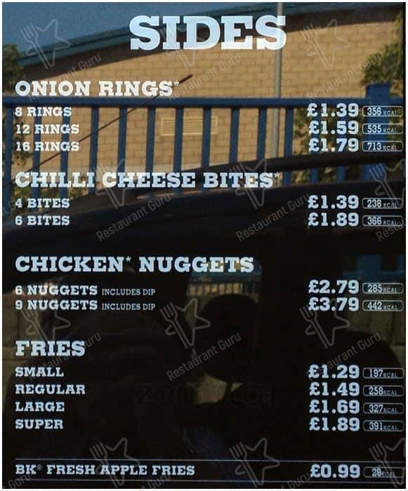 Menu At Burger King Fast Food Glasgow Renfield St