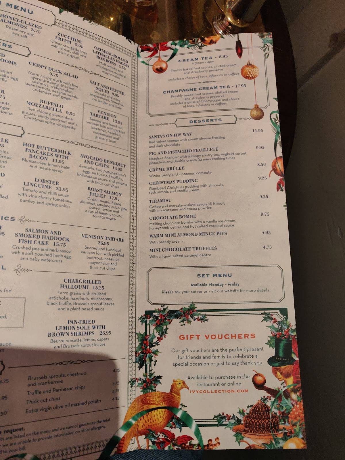 Menu At The Ivy Buchanan Street Glasgow Restaurant Glasgow