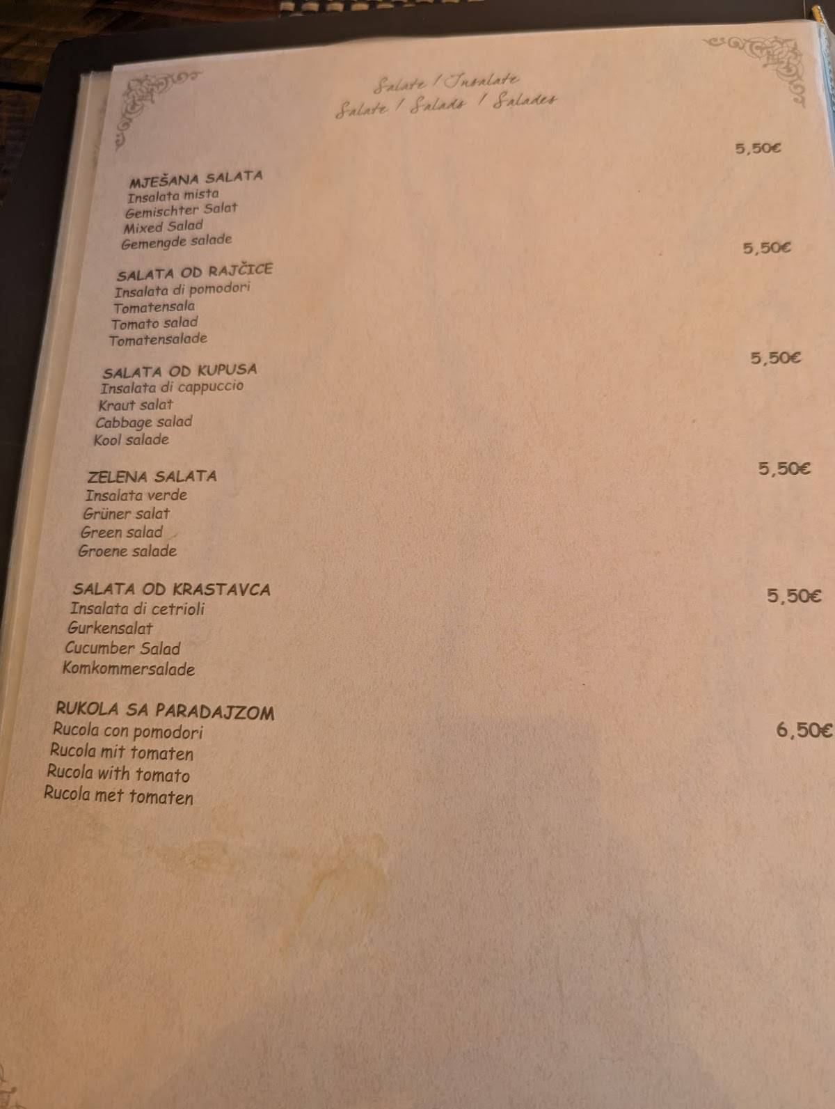 Menu di Goga 