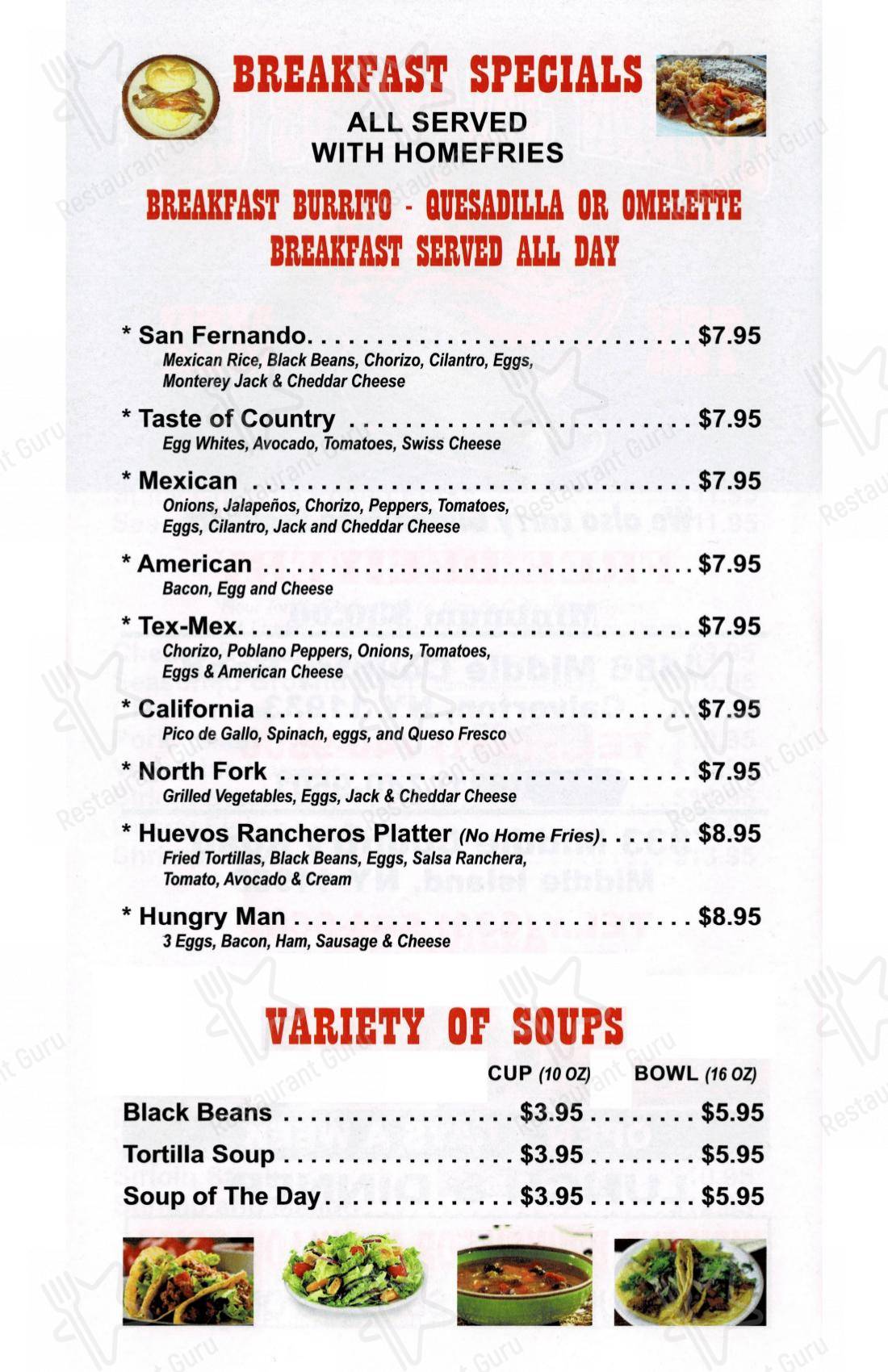 Carta de Golden Jalapenos cafe, Calverton