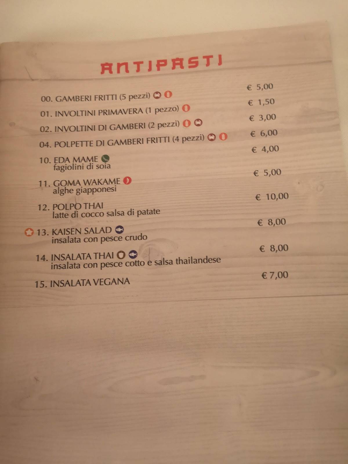 Menu di Gomi sushi restaurant 