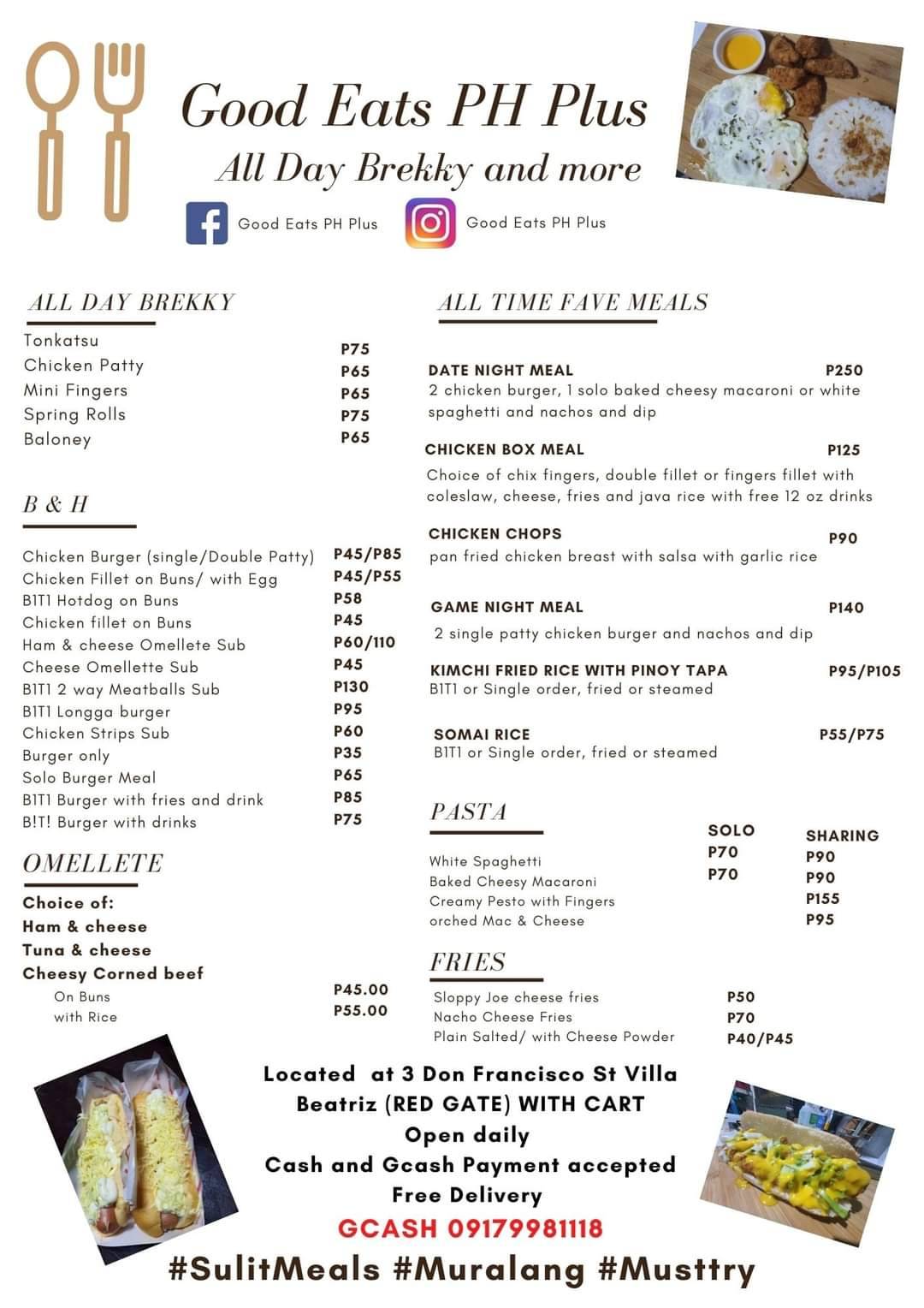 Carta del restaurante Good Eats Ph Plus, Ciudad Quezon