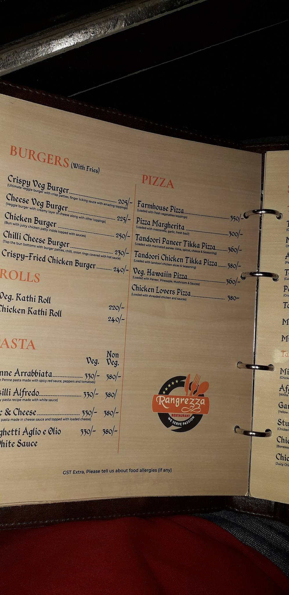 Rangrezza Restaurant & Banquet Hall. menu
