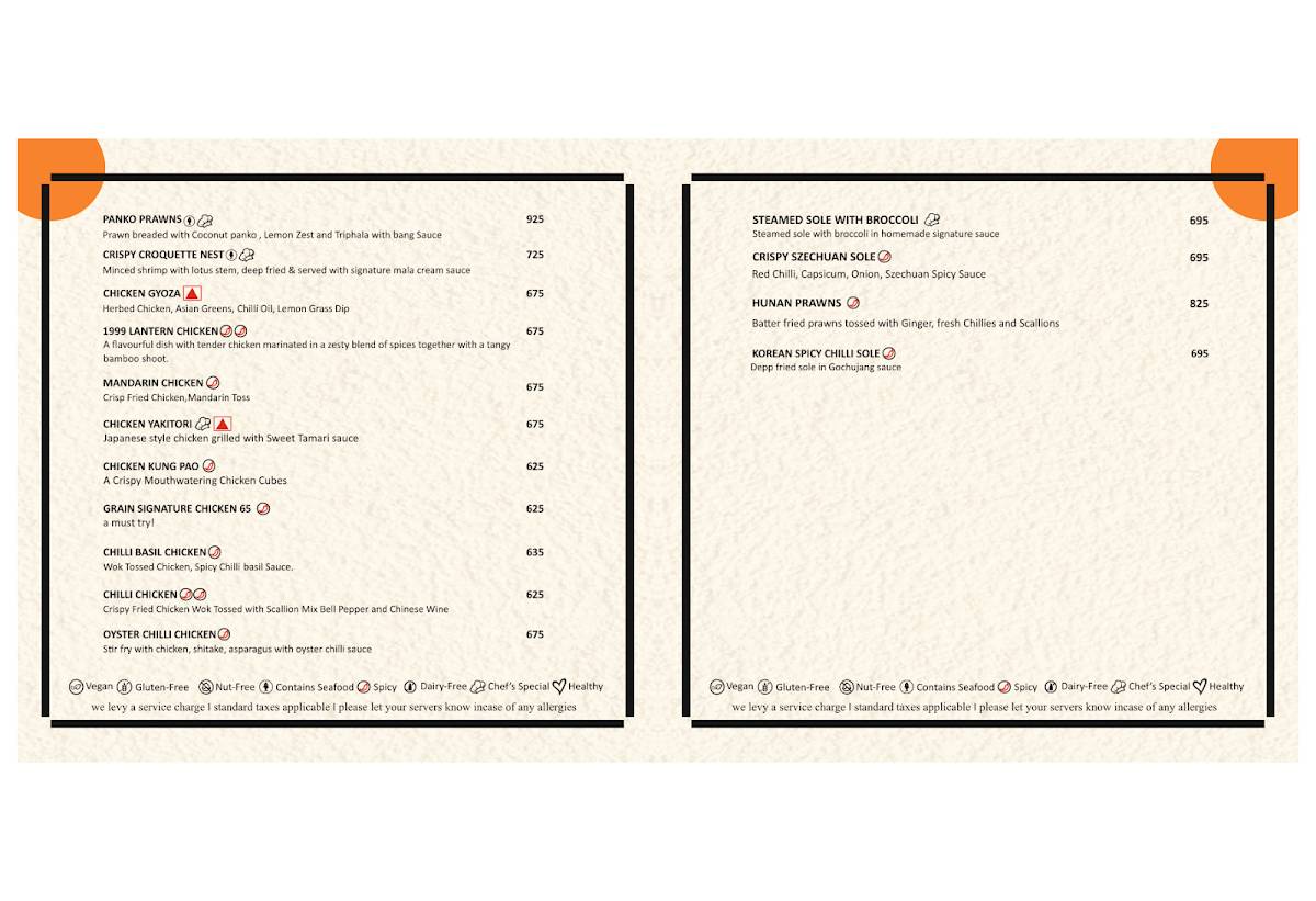 Grain by elgin : Pan-Asian European menu