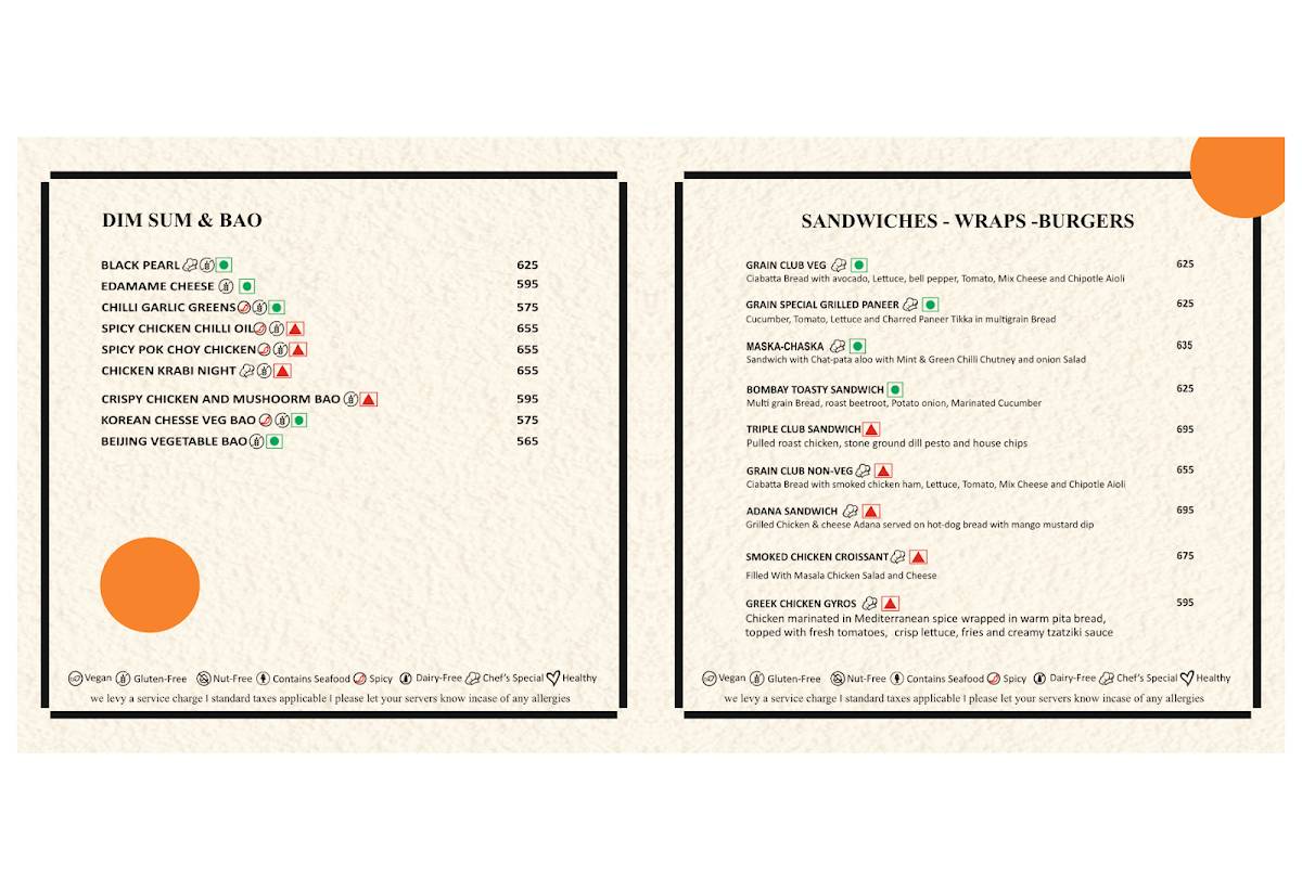 Grain by elgin : Pan-Asian European menu