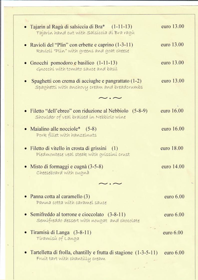 Menu di Albergo Ristorante Grappolo D'oro