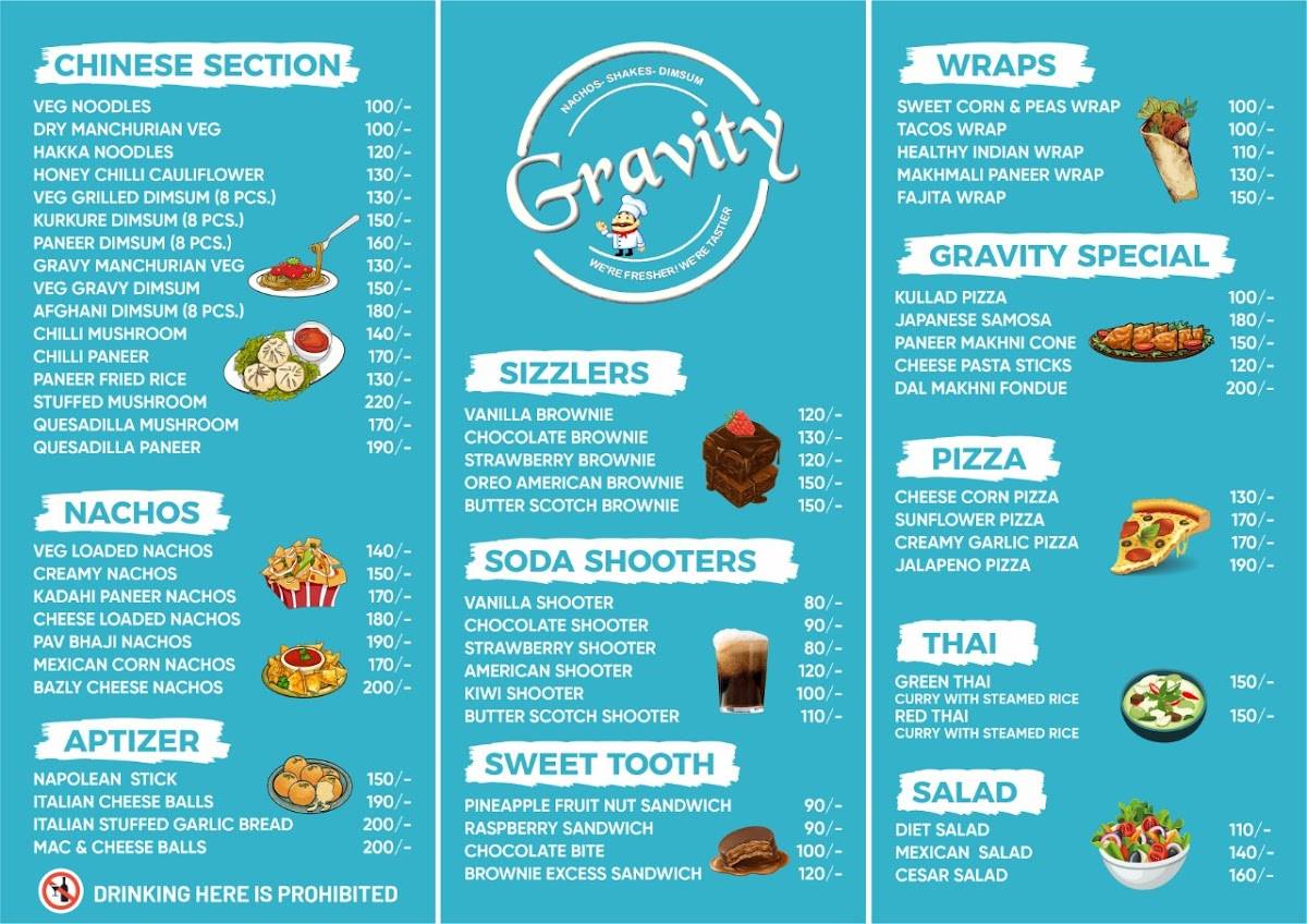 Gravity cafe menu
