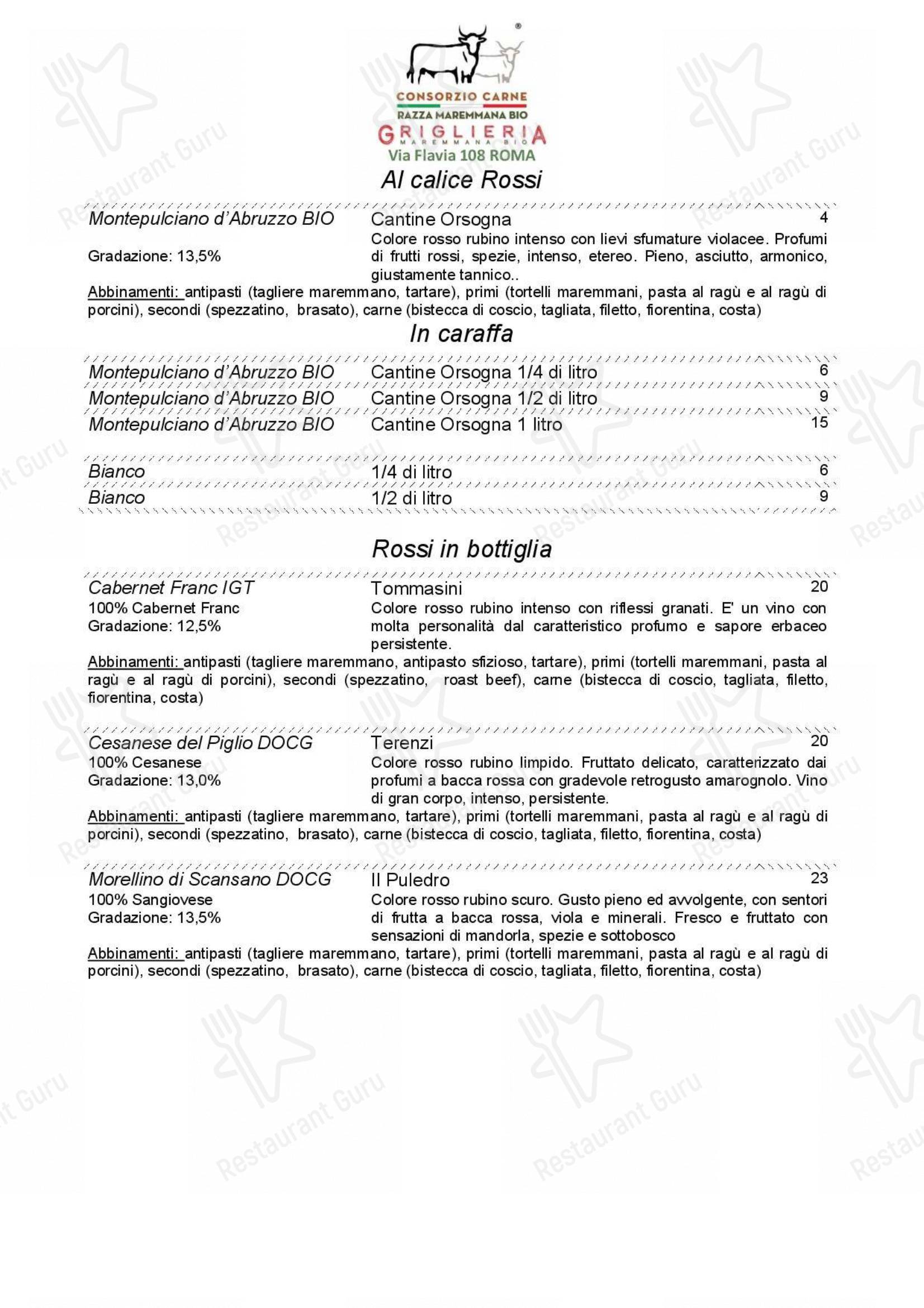 Griglieria Maremmana BIO in Roma - Menu bar