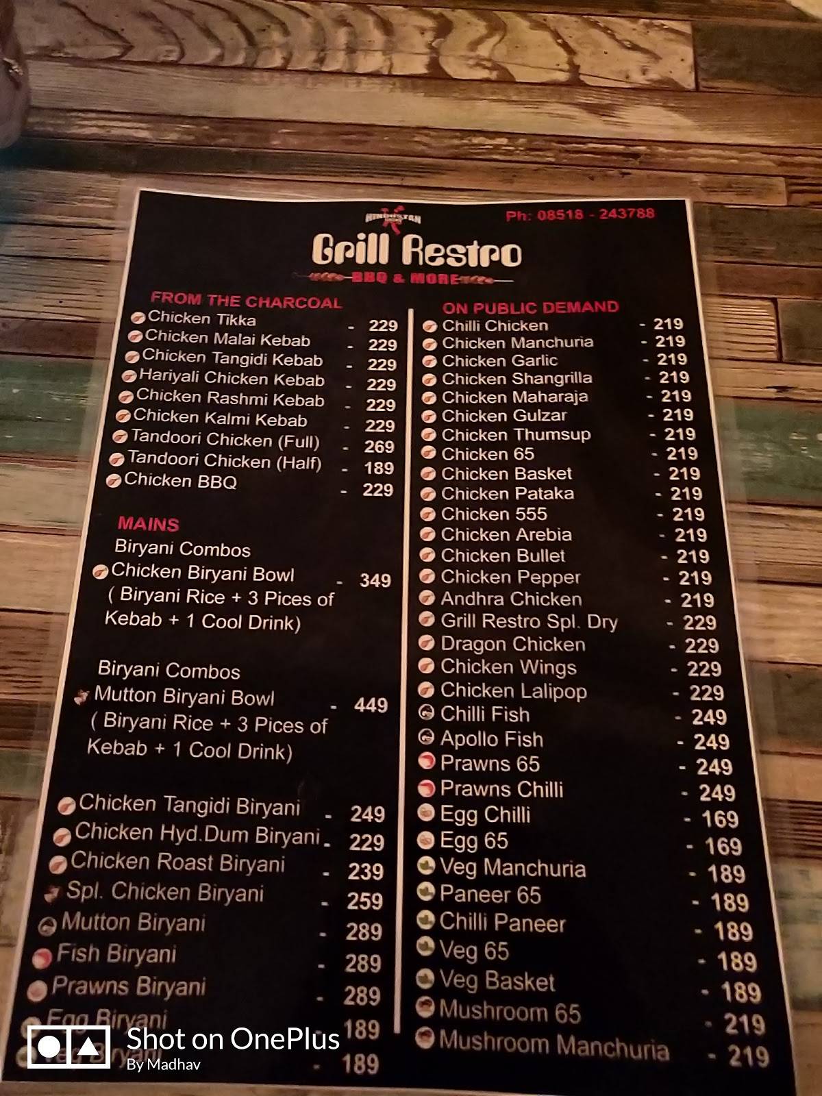 Grill Restro menu