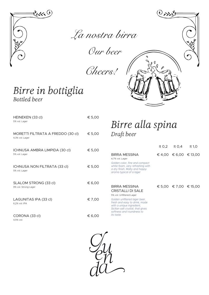 Menu di Guenda 