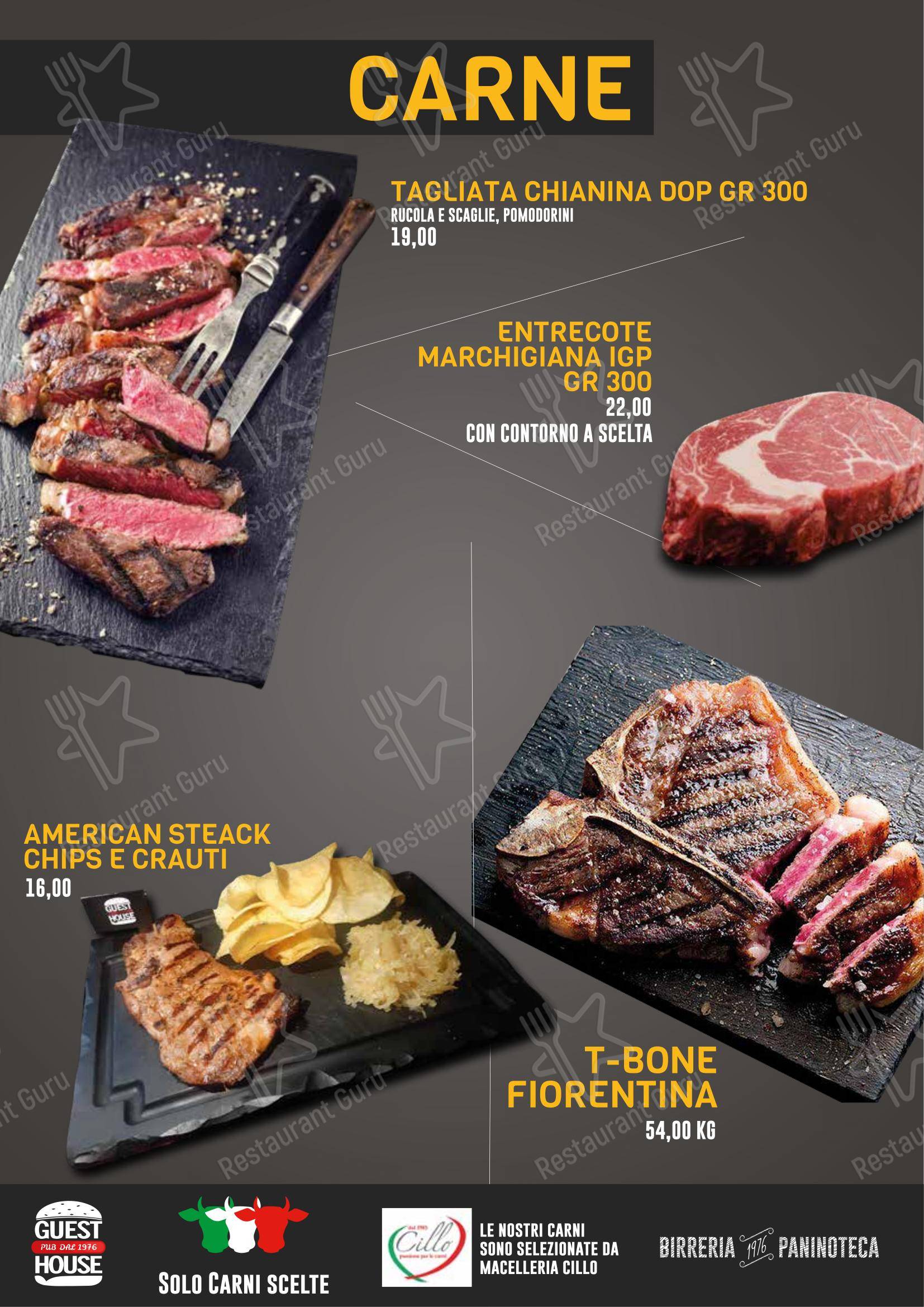 Menu pour Guest House Pub pub et bar