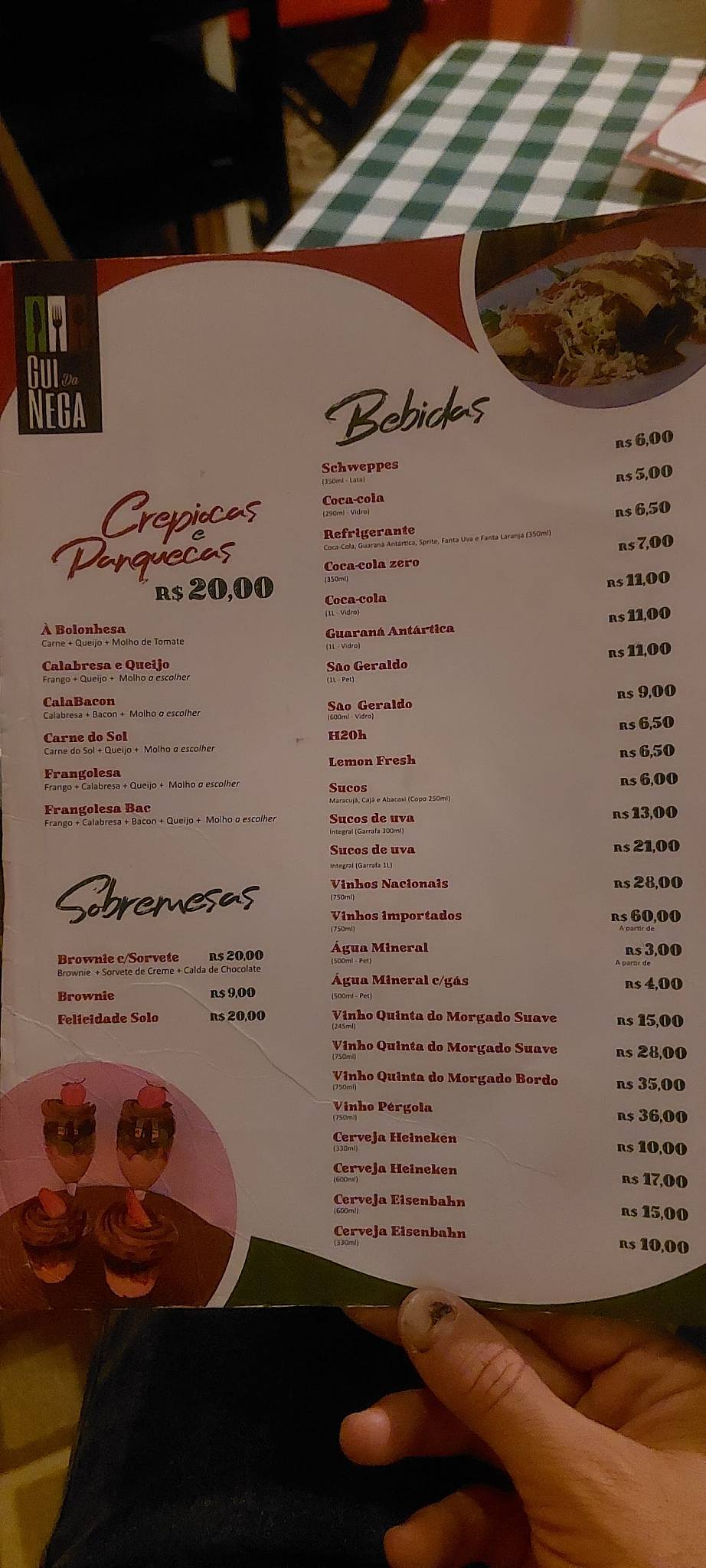 Gui da Nega cardápio