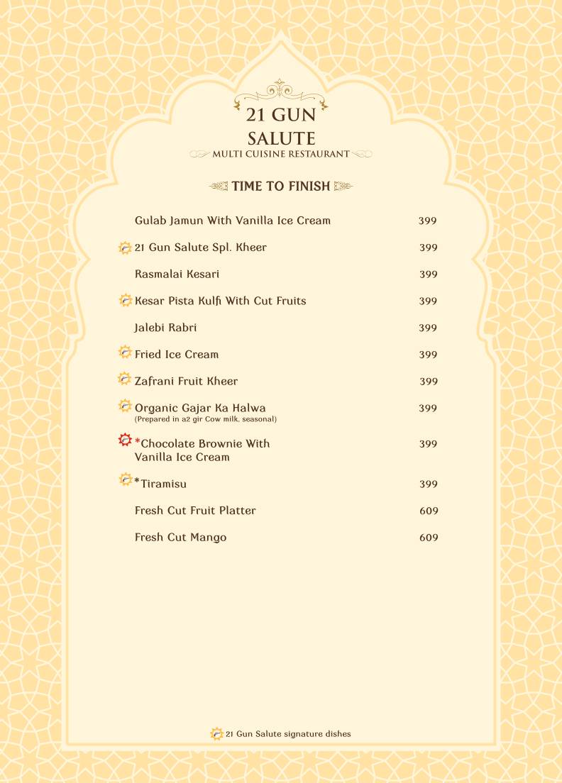 21 Gun Salute Restaurant Theme Based Family Restaurant menu