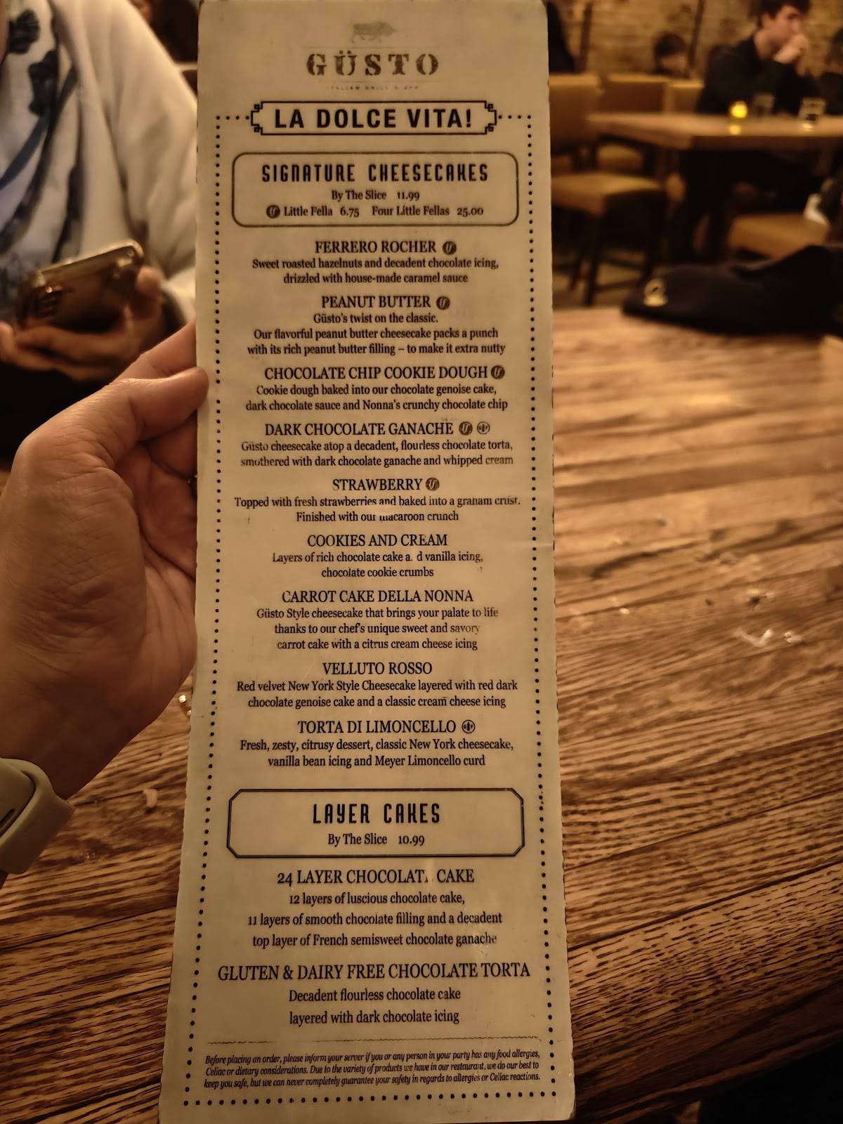 Menu de Gusto Italian