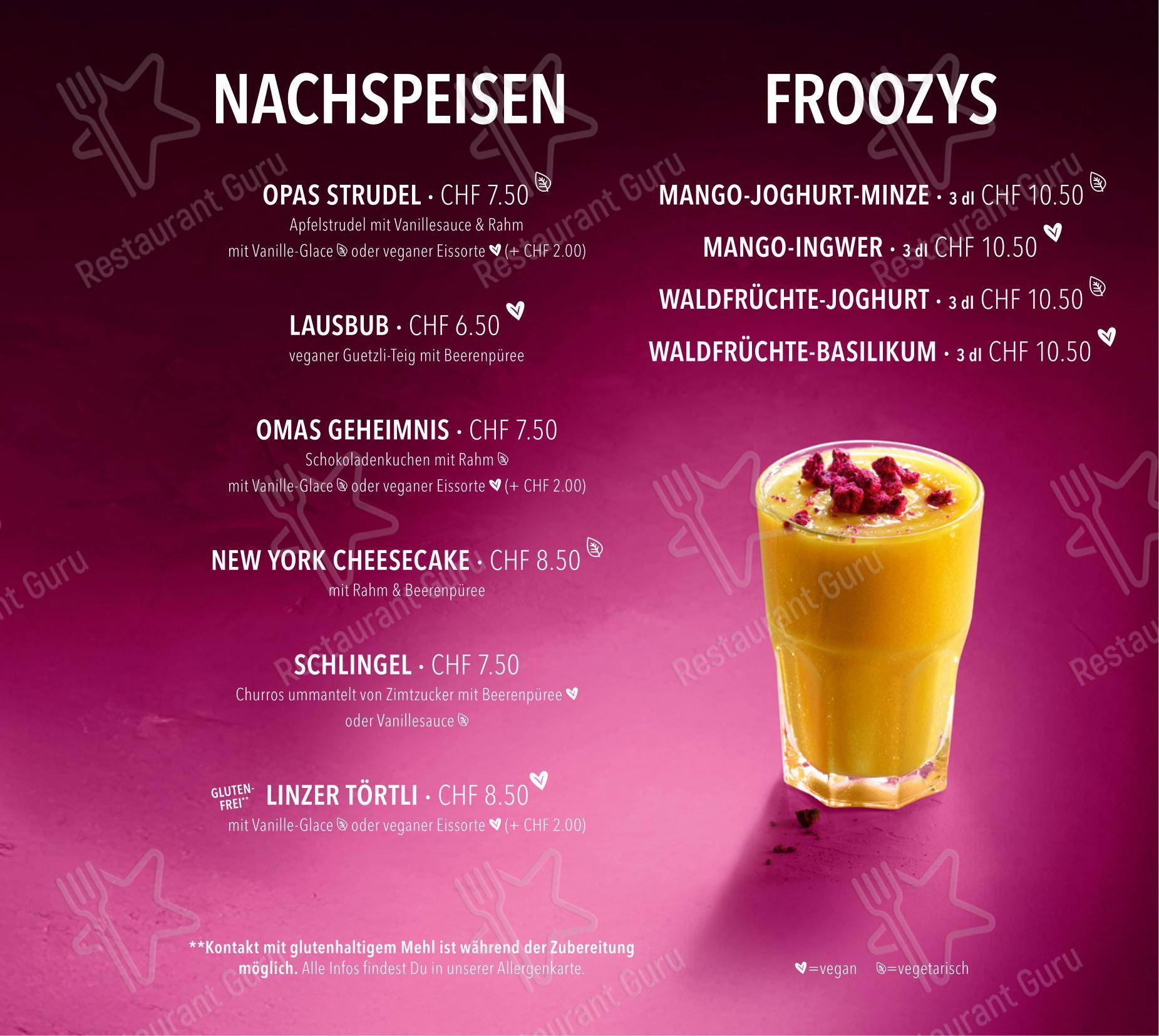 Menu di HANS IM GLÜCK - CHUR City West - Menu