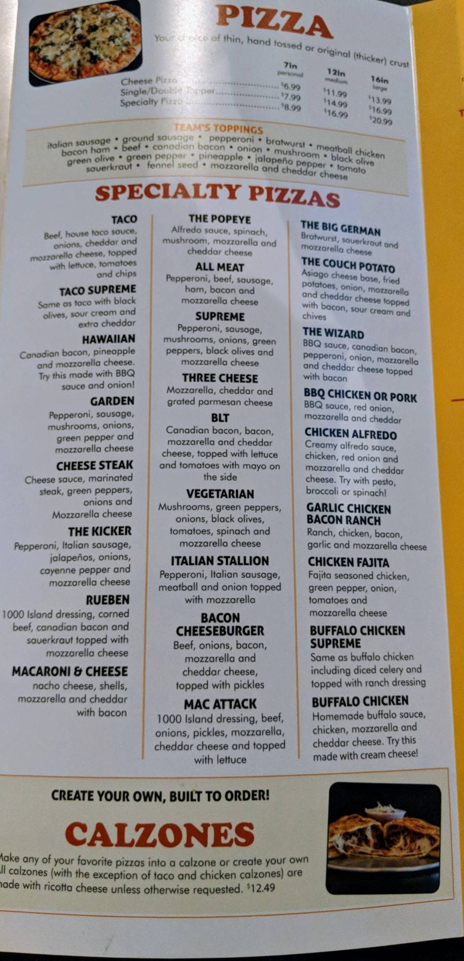 Menu at Hall Of Fame Pizza & Wings pizzeria, DeWitt
