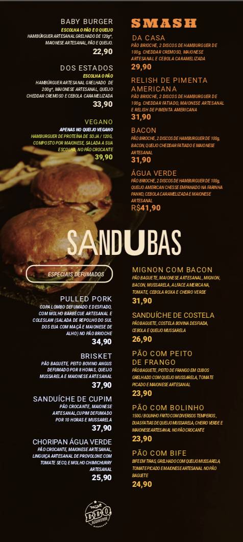Hamburgueria Água Verde cardápio