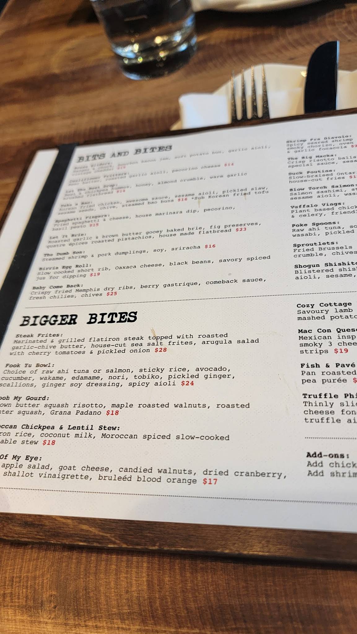 Menu de Plank Restobar Augusta