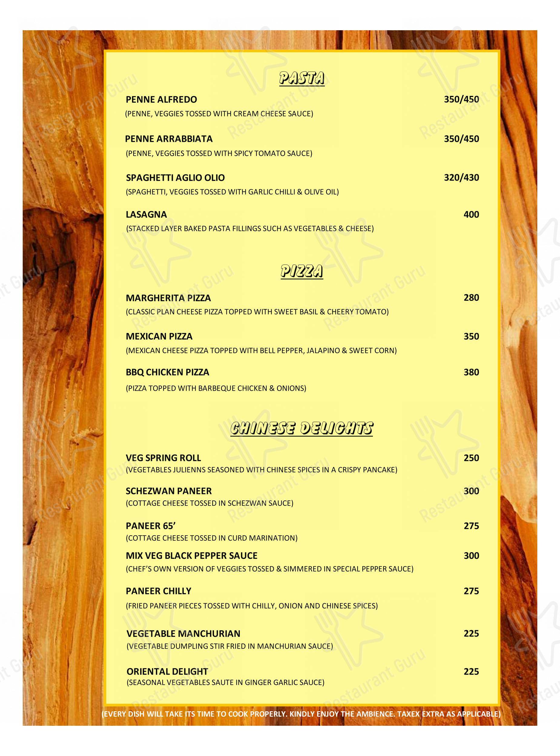 Menu for the Hangover Bar and Lounge pub & bar
