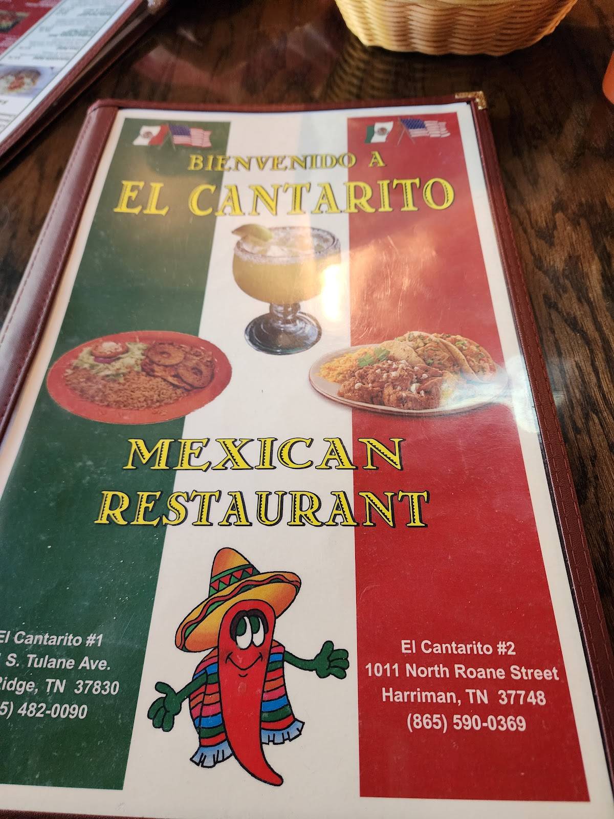 Menu at El Cantarito Mexican Restaurant, Harriman