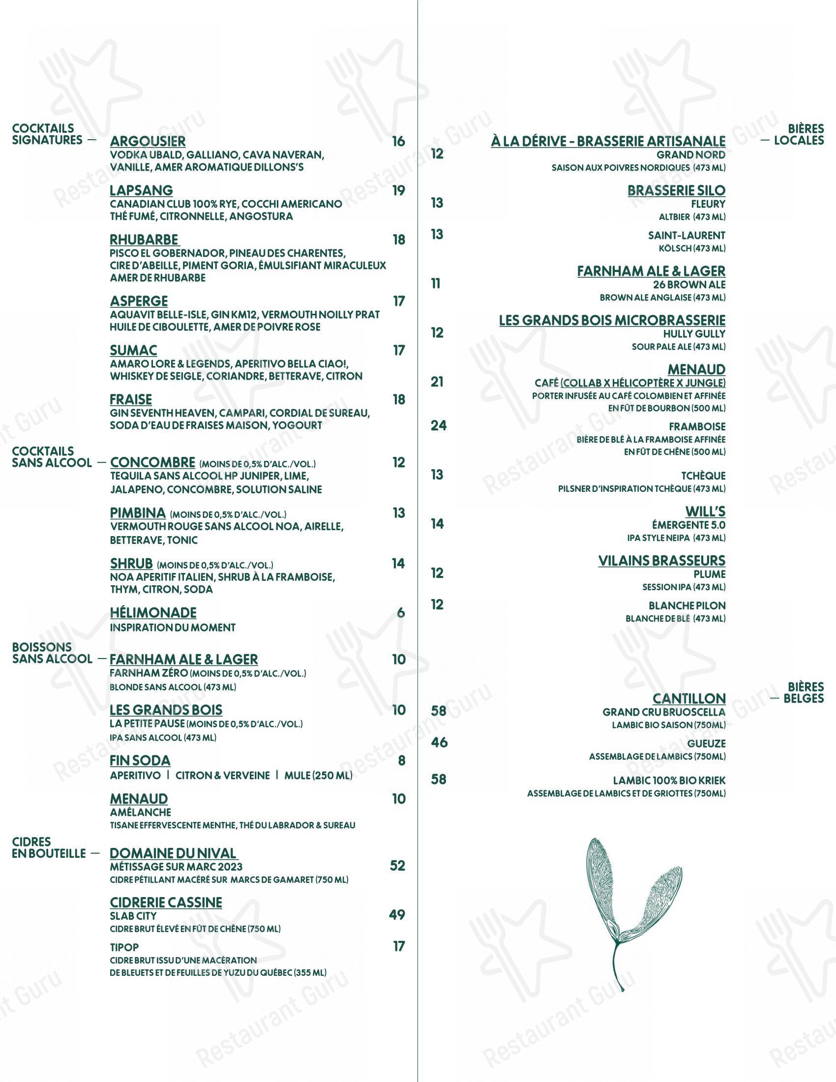 Menu pour Hélico dans Montréal