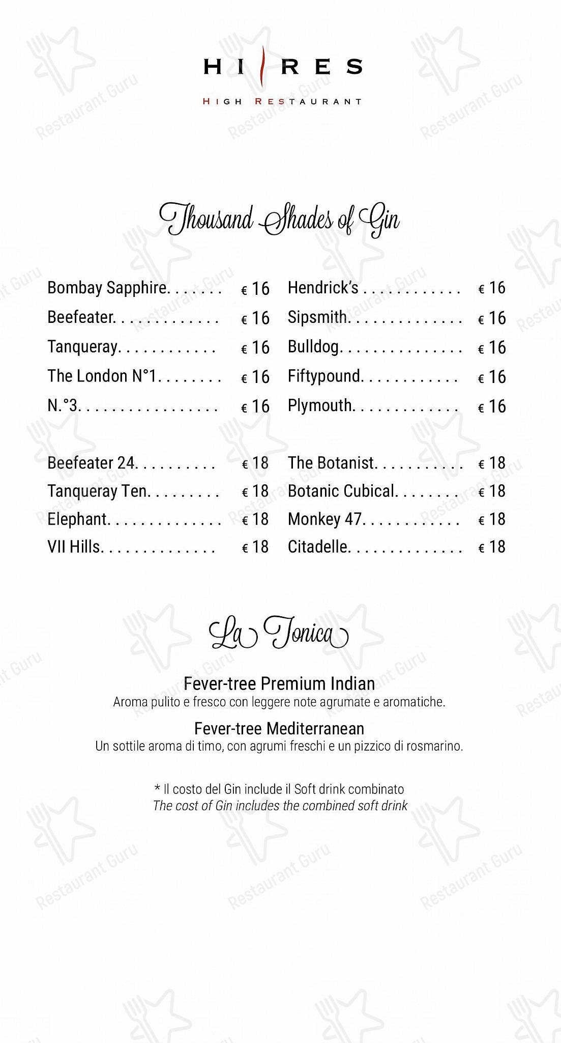 OUR MENU per Hi-Res in Roma