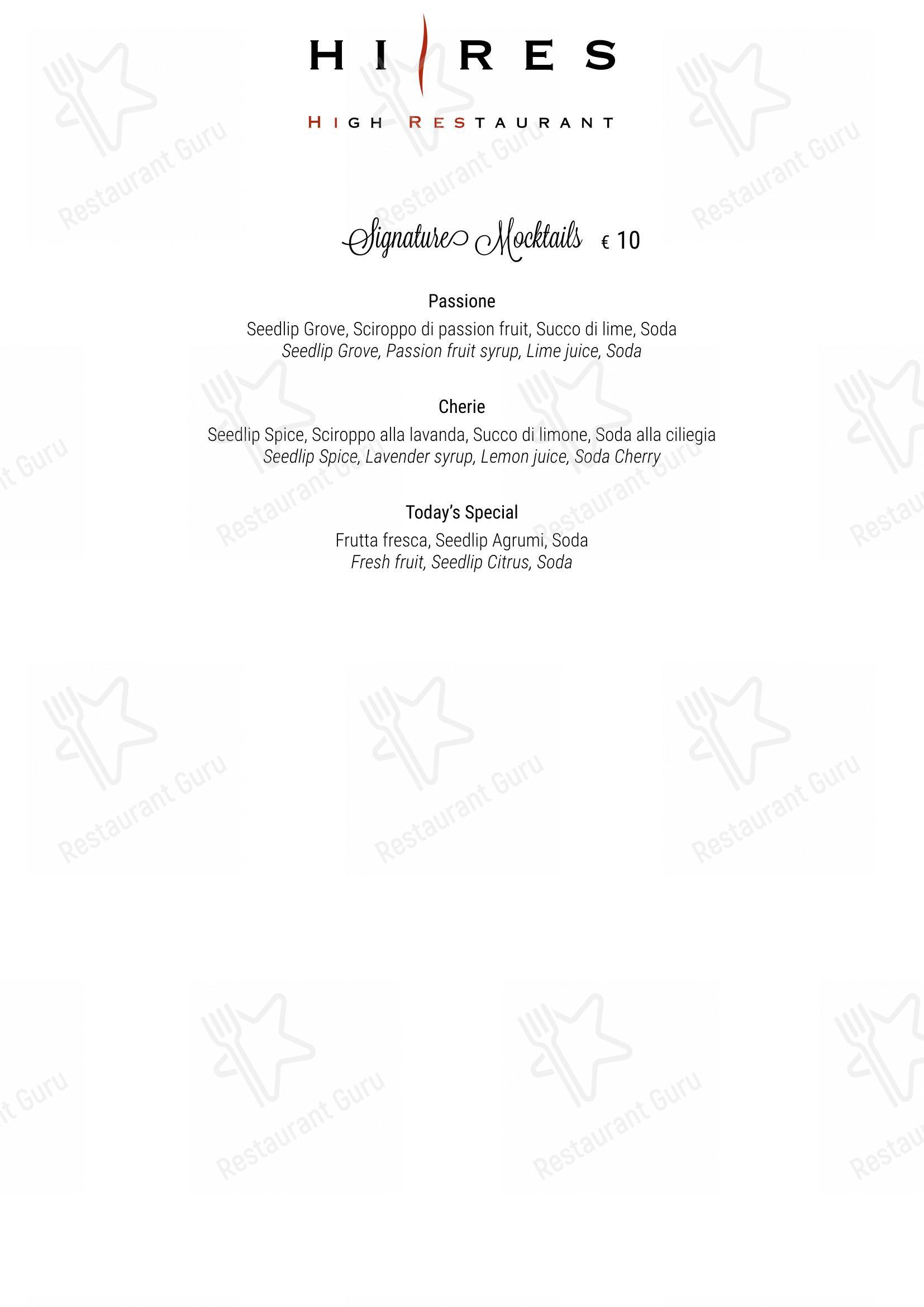 Lunch Menu per Hi-Res pub & bar