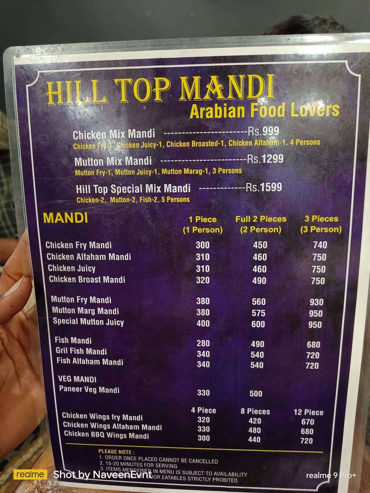 Hill Top Mandi menu